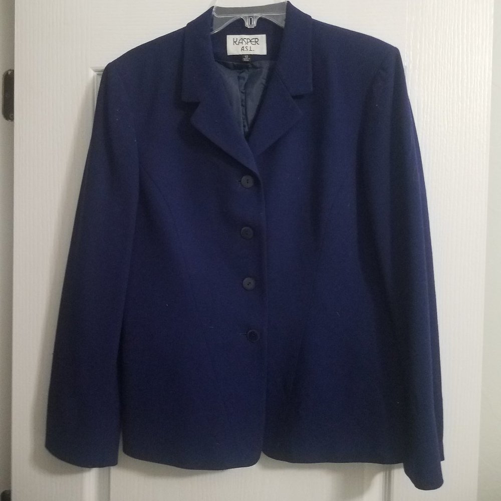 Kasper Blazer Wool Cobalt Blue Size 12 EUC